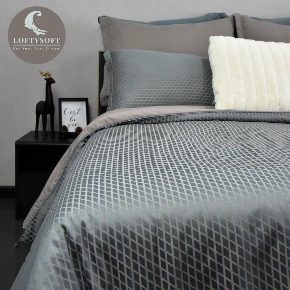 ชุดผ้าปูที่นอน 3.5 ฟุต 2 ชิ้น LOFTYSOFT Diamond Collection - Gauntlet Grey SET A