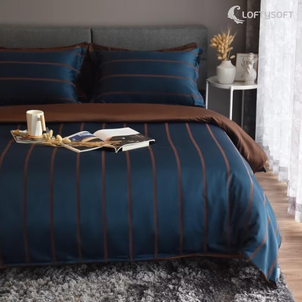 ชุดผ้าปูที่นอน 3.5 ฟุต 2 ชิ้น LOFTYSOFT Charisma Collection - Royal Blue SET A