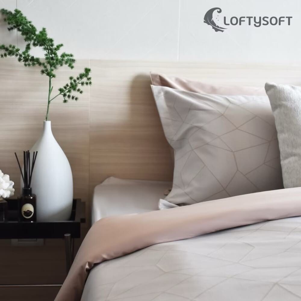 ชุดผ้าปูที่นอน 6 ฟุต 4 ชิ้น LOFTYSOFT Crystal Collection - Autumn Beige SET B