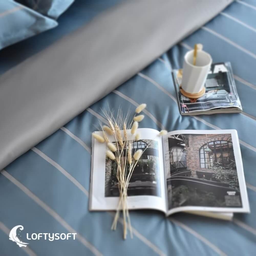 ชุดผ้าปูที่นอน 6 ฟุต 5 ชิ้น LOFTYSOFT Charisma Collection - Morning Grey SET D