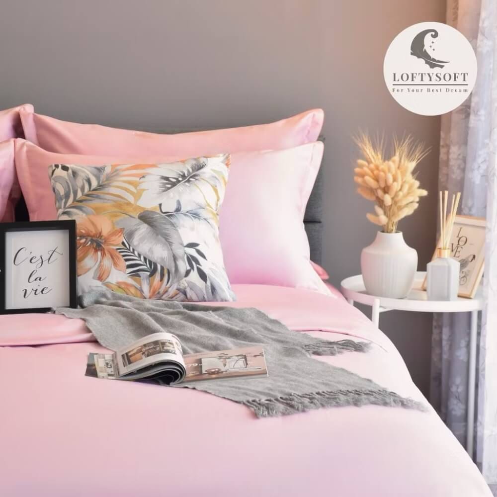 ชุดผ้าปูที่นอน 3.5 ฟุต 3 ชิ้น LOFTYSOFT Elegance Collection - Rose Pink SET B