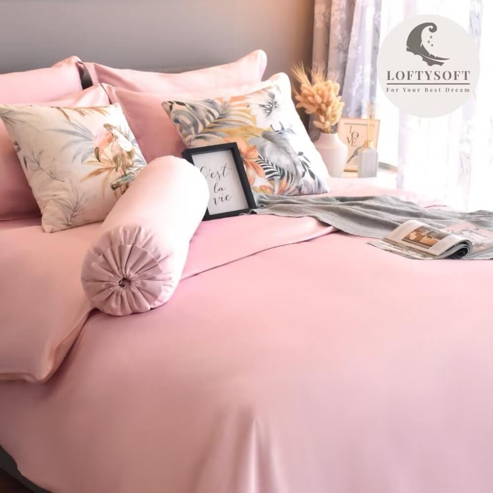 ชุดผ้าปูที่นอน 3.5 ฟุต 2 ชิ้น LOFTYSOFT Elegance Collection - Rose Pink SET A