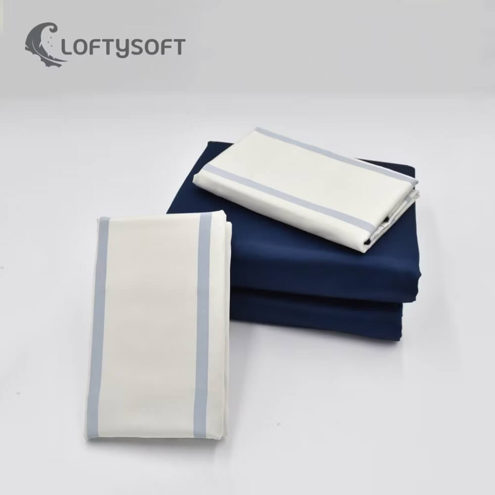 ชุดผ้าปูที่นอน 3.5 ฟุต 3 ชิ้น LOFTYSOFT Charisma Collection - Pearl Navy SET C