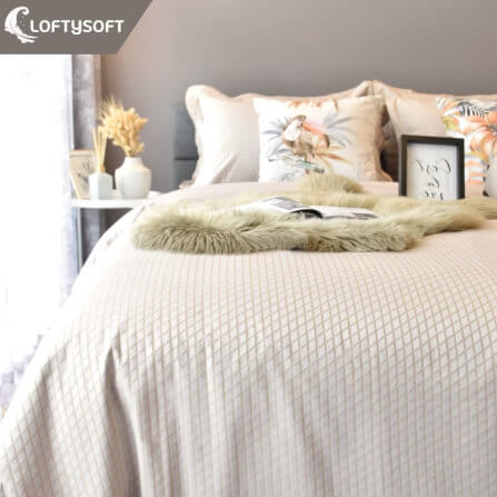 ชุดผ้าปูที่นอน 3.5 ฟุต 3 ชิ้น LOFTYSOFT Diamond Collection - Autumn Beige SET B_0