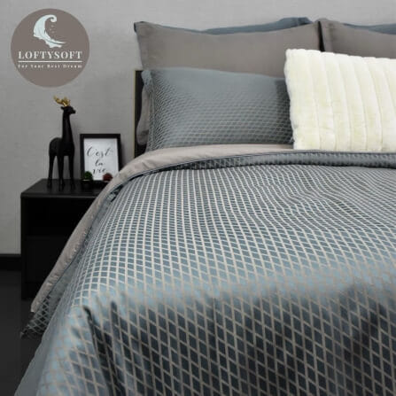 ชุดผ้าปูที่นอน 5 ฟุต 3 ชิ้น LOFTYSOFT Diamond Collection - Gauntlet Grey SET A_0