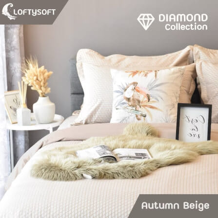 ชุดผ้าปูที่นอน 5 ฟุต 4 ชิ้น LOFTYSOFT Diamond Collection - Autumn Beige SET B_1