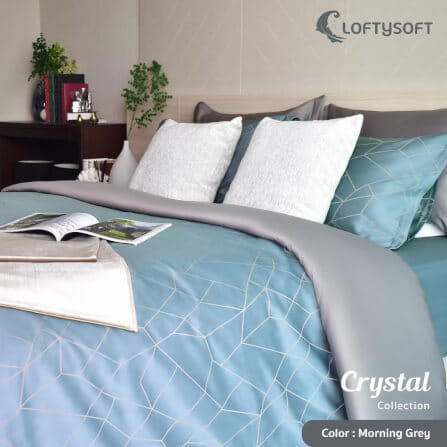 ชุดผ้าปูที่นอน 5 ฟุต 3 ชิ้น LOFTYSOFT Crystal Collection - Morning Grey SET A_1