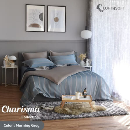 ชุดผ้าปูที่นอน 5 ฟุต 5 ชิ้น LOFTYSOFT Charisma Collection - Morning Grey SET D_1