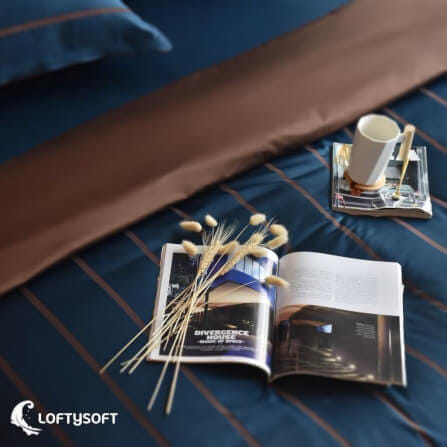 ชุดผ้าปูที่นอน 6 ฟุต 5 ชิ้น LOFTYSOFT Charisma Collection - Royal Blue SET D_2