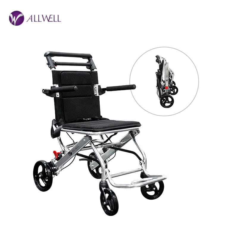 รถเข็นวีลแชร์ เกรดเครื่องมือแพทย์ ALLWELL MOVE D สีดำ หนักเพียง 7 Kg พับได้_8