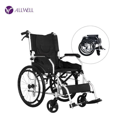  รถเข็นวีลแชร์ เกรดเครื่องมือแพทย์ ALLWELL ล้อ 20 นิ้ว สีดำ พับได้