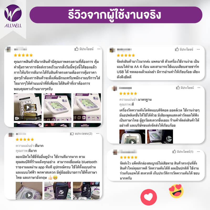 เครื่องวัดความดัน ALLWELL เชื่อมต่อมือถือ ระบบเสียงพูดภาษาไทย รุ่น JPD-HA120 สีขาว_3