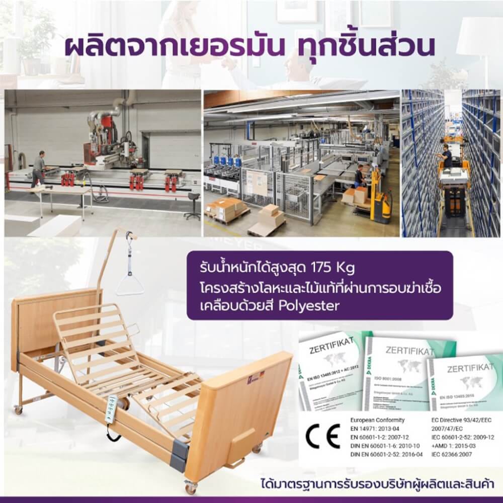 เตียงผู้ป่วย เตียงผู้สูงอายุไฟฟ้า ALLWELL รุ่น DALI LOW ENTRY 4 ไกร์ สีไม้_5