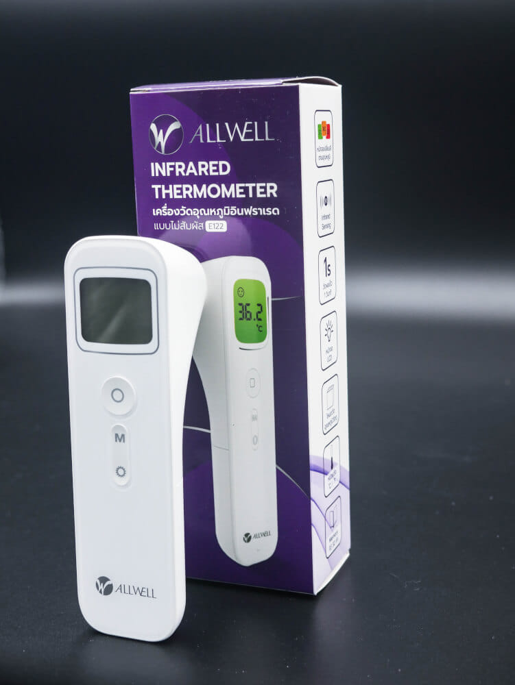 เครื่องวัดอุณหภูมิร่างกาย หน้าจอเปลี่ยนสีตามอุณหภูมิ ALLWELL E122 สีขาว_8