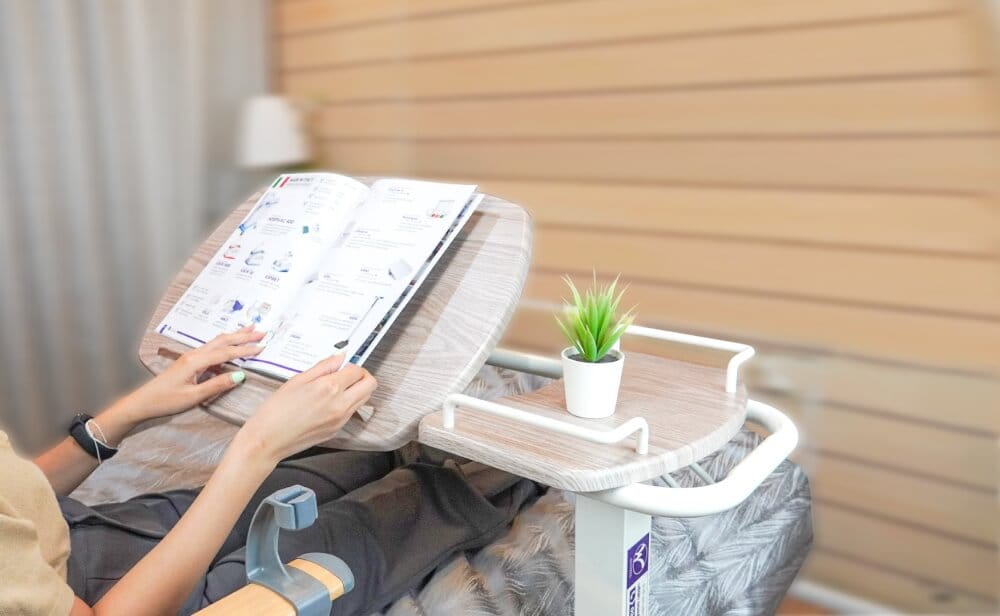 โต๊ะคร่อมเตียง ปรับหน้าโต๊ะได้ ALLWELL ENT1103C โครงสีขาว หน้าโต๊ะสีเนเชอรัล_5