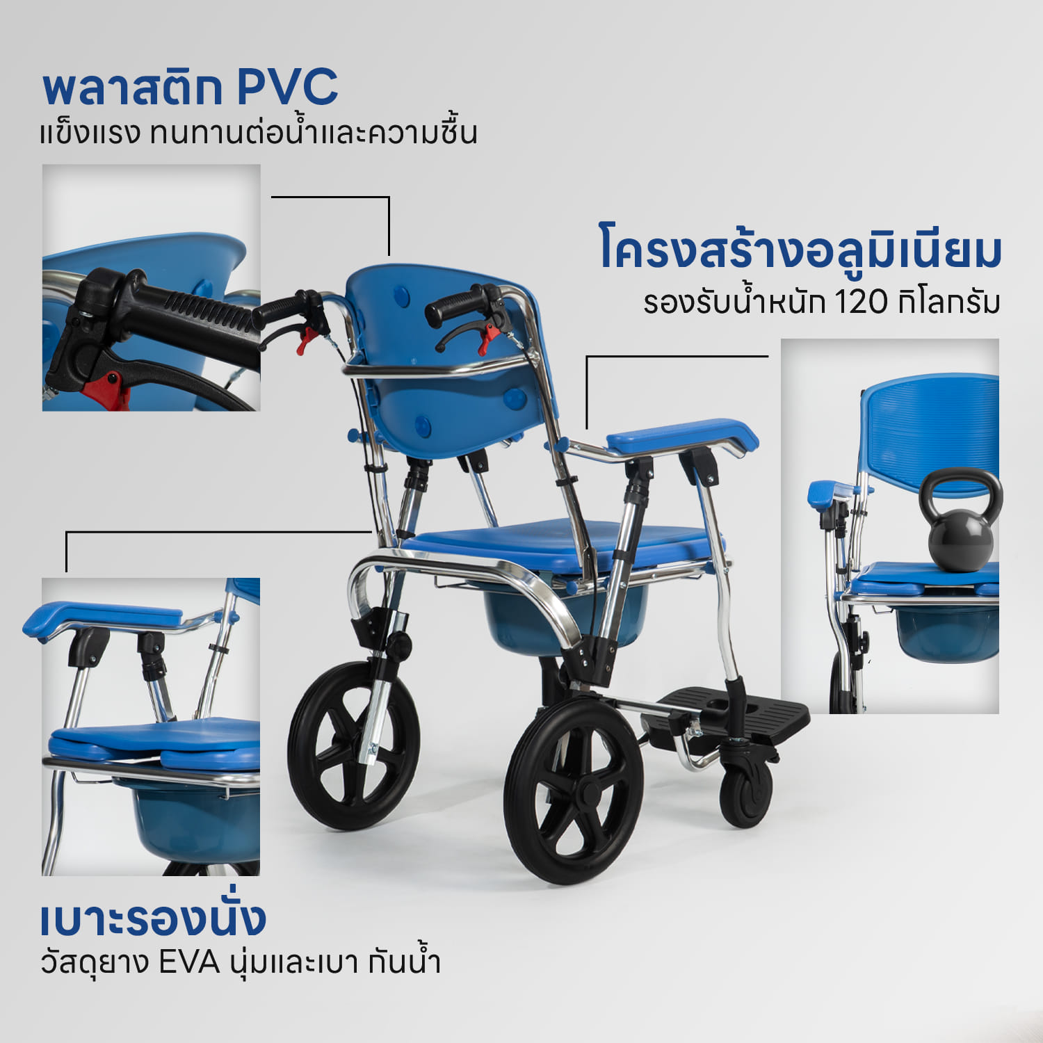 รถเข็นวีลแชร์นั่งถ่าย EAZYCARE รุ่น MIND CARE M สีน้ำเงิน_9