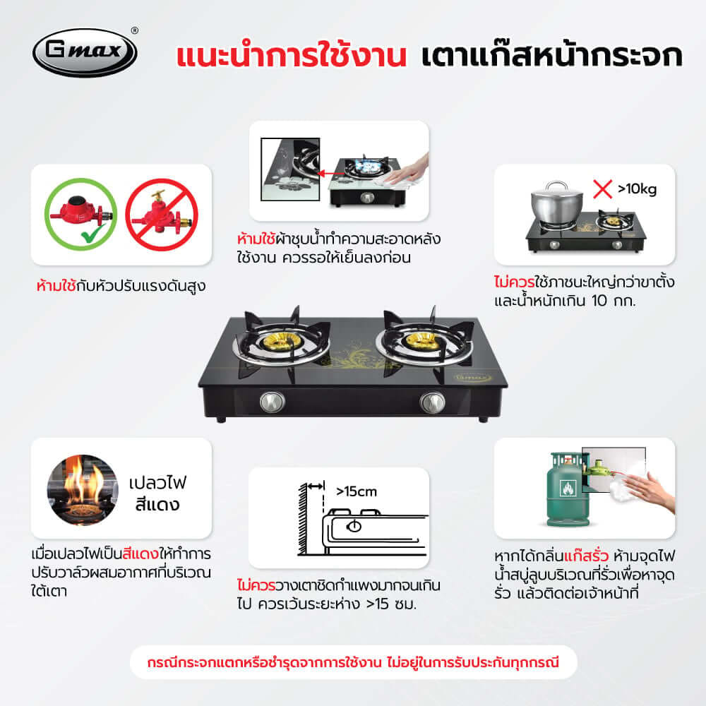 เตาแก๊สตั้งโต๊ะ 2 หัวแก๊ส GMAX GL-702B