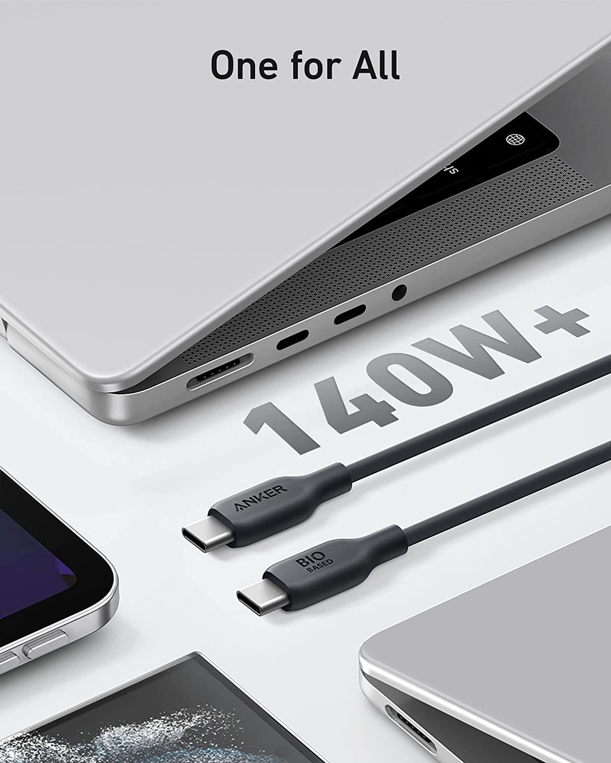 สายชาร์จเร็ว 140W (5A) USB-C to C (Anker 544 Bio-Based) ยาว 180cm สีดำ - AK394_4