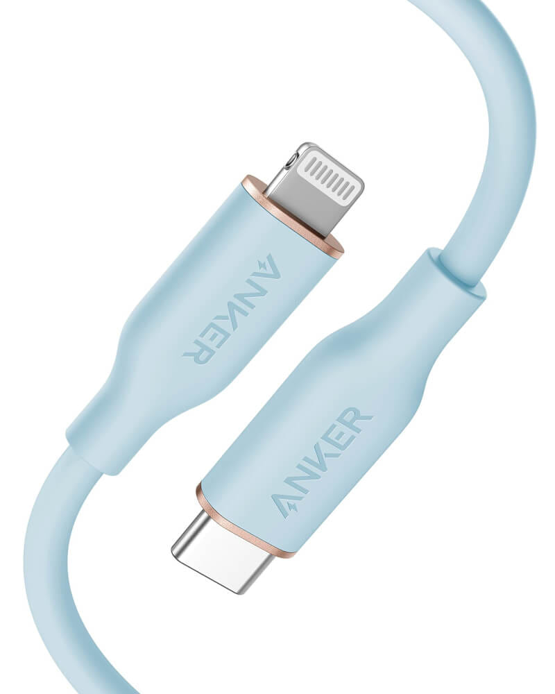สายชาร์จเร็ว iPhone USB-C to Lightning (Anker 642 III Flow) ยาว 90cm สีฟ้า - AK413