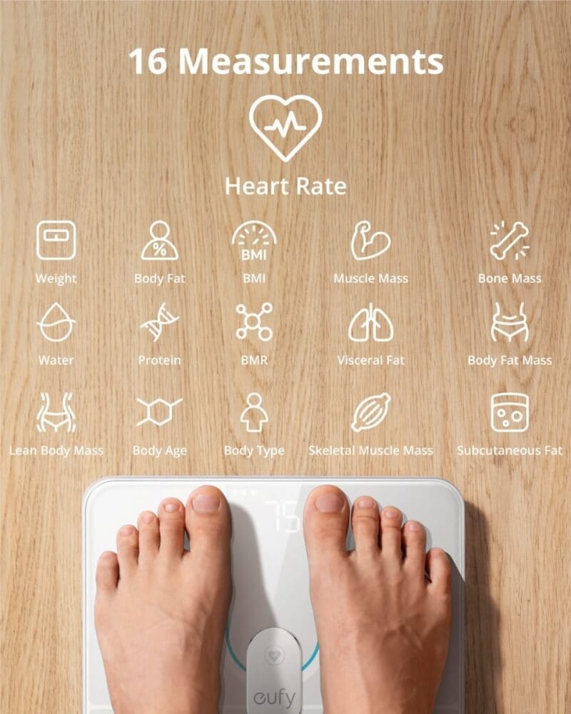 เครื่องชั่งน้ำหนักวัดไขมัน อัตราการเต้นหัวใจ Eufy Smart Scale P2 Pro วัดค่าสุขภาพ 16 รายการ - AK339