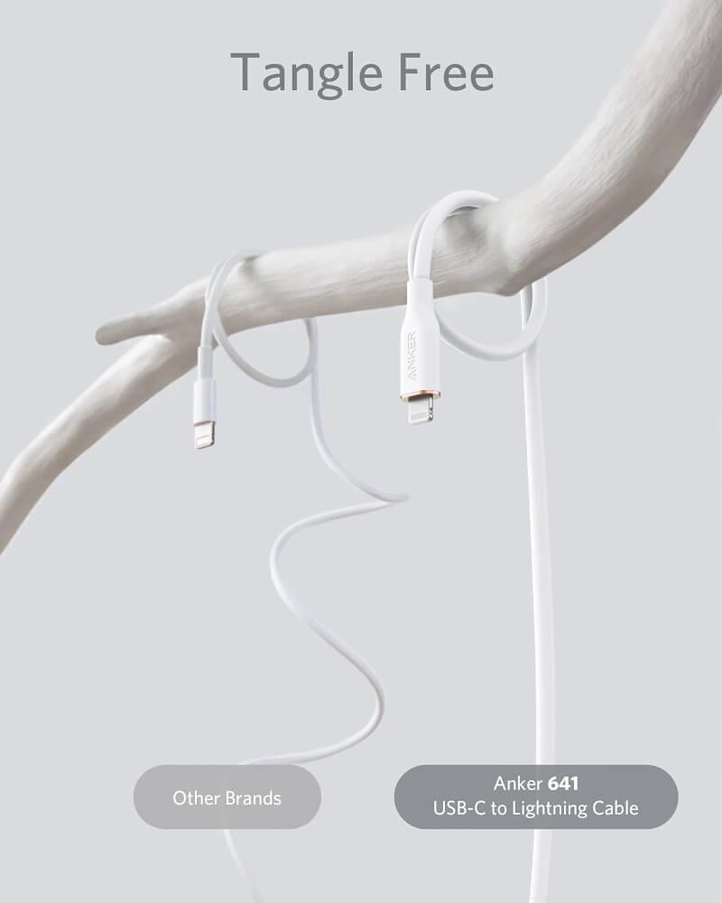 สายชาร์จเร็ว iPhone USB-C to Lightning (Anker 642 III Flow) ยาว 90cm สีขาว - AK364