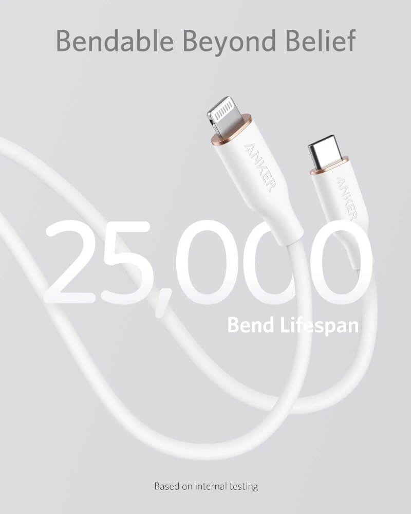 สายชาร์จเร็ว iPhone USB-C to Lightning (Anker 642 III Flow) ยาว 90cm สีขาว - AK364