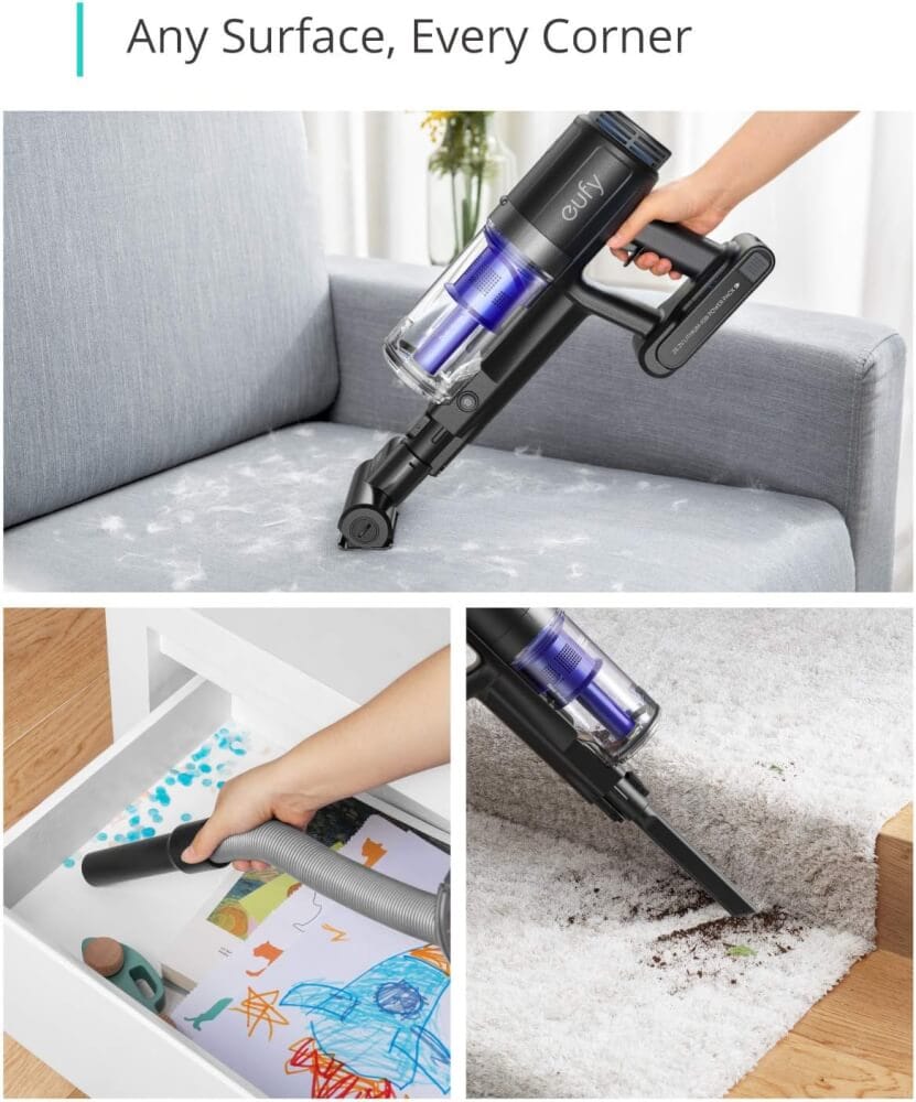 เครื่องดูดฝุ่นไร้สายแบบด้ามจับ Eufy HomeVac S11 Go 120AW แบตเตอรี่ในตัว พร้อมชุดหัวแปรงครบ - AK254