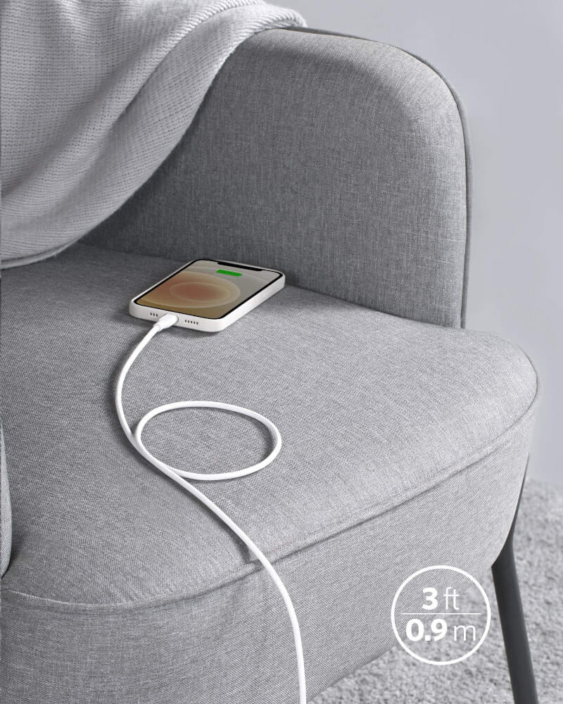สายชาร์จเร็ว iPhone USB-C to Lightning (Anker 642 III Flow) ยาว 90cm สีขาว - AK364