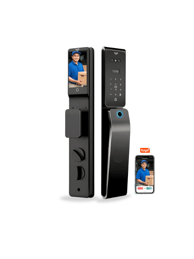 สมาร์ทล็อคประตูดิจิตอลกันฝน SebO JIDOOR A7 MAX ULTRA  IP65 พร้อมกล้องและกริ่ง สำหรับประตูดึงผลัก_0