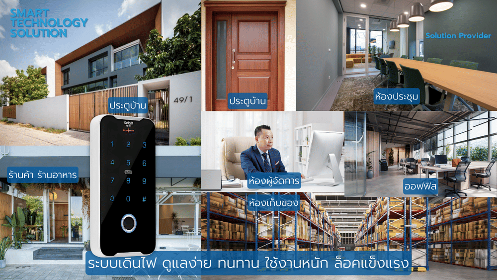 กลอนประตูสมาร์ทดิจิตอลล็อค SebO JIDOOR F60 ระบบสแกนนิ้วกันฝน IP65