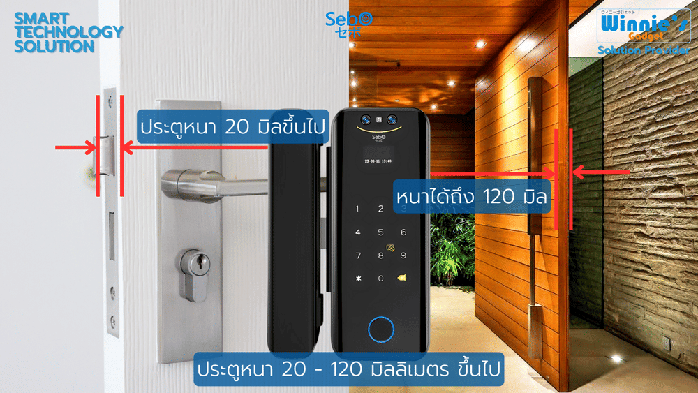กลอนประตูสมาร์ทดิจิตอลล็อค SebO JIDOOR B5F MAX FACE WIFI