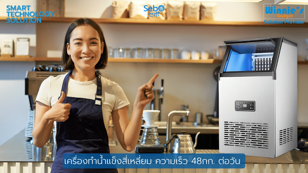 เครื่องทำน้ำแข็งสี่เหลี่ยม แบบใส SebO FROZEN CUBE 
