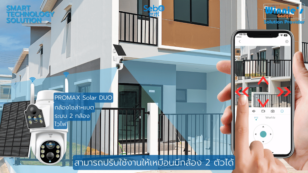 กล้องวงจรปิดโซลาร์เซลล์ SEBO PROMAX SOLAR GEN3 DUO WIFI สีขาว (2 กล้อง)