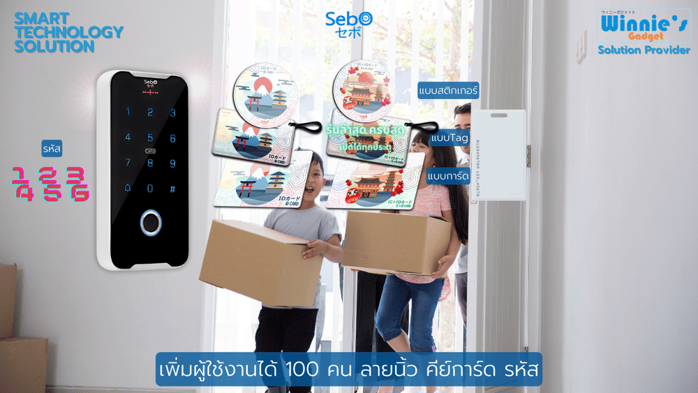 กลอนประตูสมาร์ทดิจิตอลล็อค SebO JIDOOR F60 ระบบสแกนนิ้วกันฝน IP65