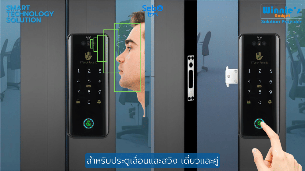 กลอนประตูสมาร์ทดิจิตอลล็อค SebO JIDOOR B5F MAX FACE