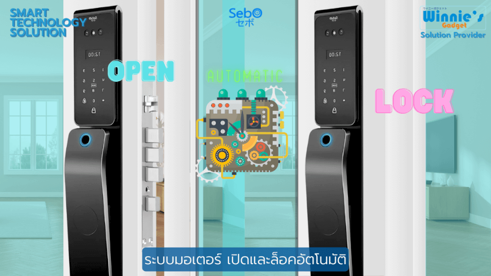 สมาร์ทล็อคประตูดิจิตอลกันฝน SebO JIDOOR A7 MAX ULTRA  IP65 พร้อมกล้องและกริ่ง สำหรับประตูดึงผลัก_6