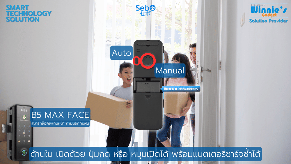 กลอนประตูสมาร์ทดิจิตอลล็อค SebO JIDOOR B5 MAX FACE