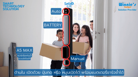 กลอนประตูสมาร์ทดิจิตอลล็อค แบบมือจับ SebO JIDOOR A5 MAX_8