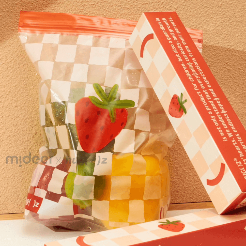 ถุงซิปล็อคเก็บของสุดพรีเมี่ยม MIDEER X HUG Z ไซส์ L (28X25CM) ลาย STRAWBERRY FARM HZ7471_7