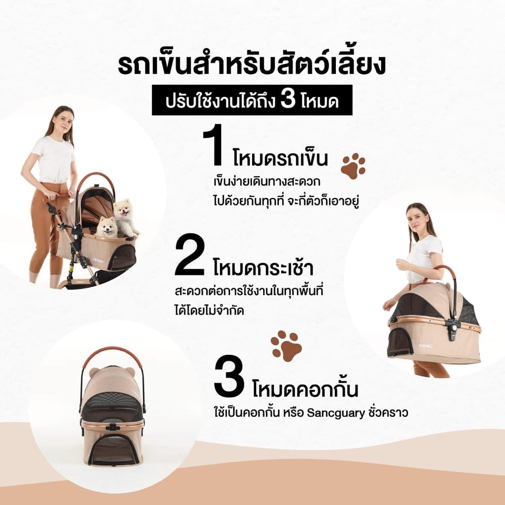 รถเข็นสำหรับสัตว์เลี้ยงแบบ 3 in1 Bernd รุ่น Luna Pet - Sandy Beige (Limited)