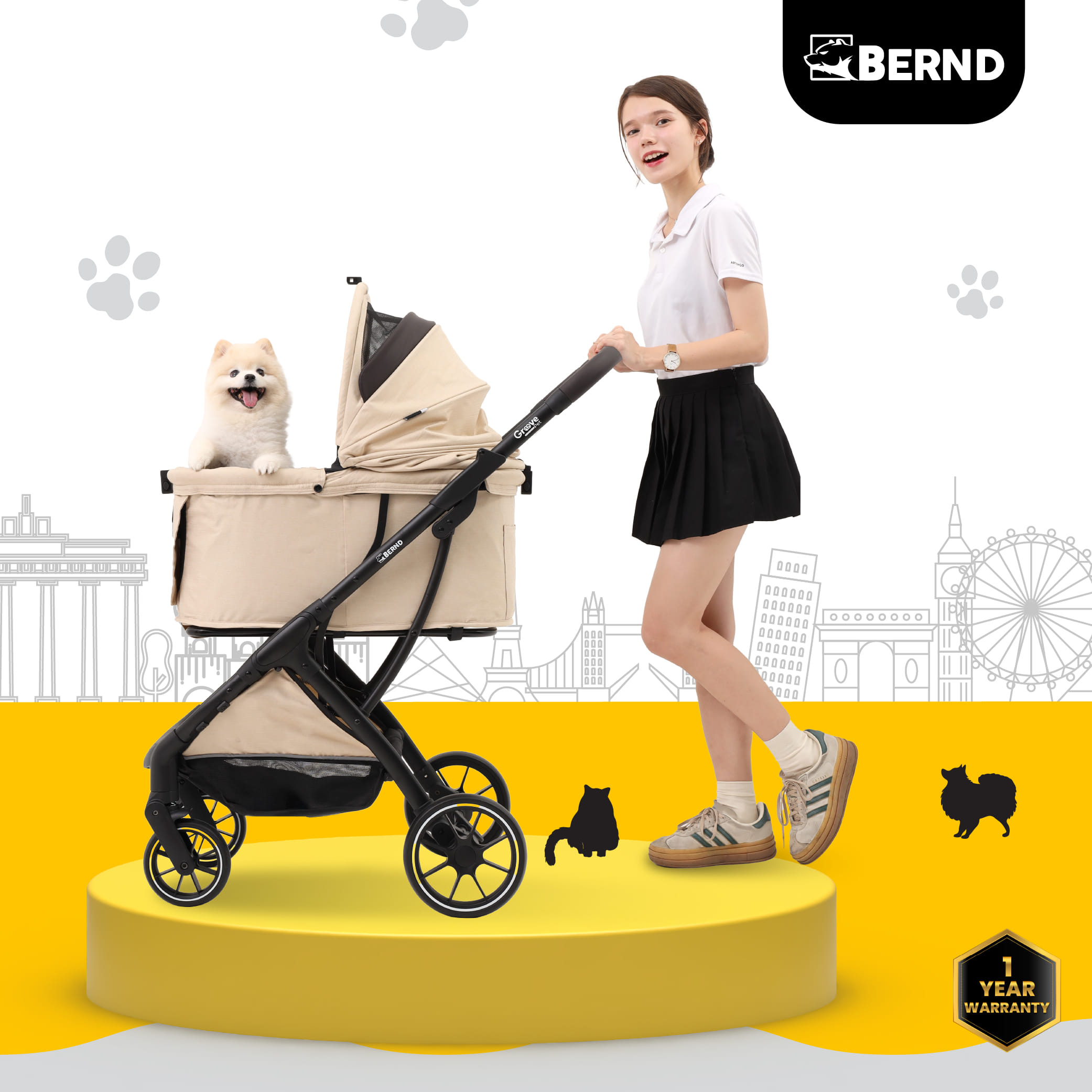 รถเข็นสัตว์เลี้ยง พับอัตโนมัติ BERND GROOVE PET - ONYX BLACK_1