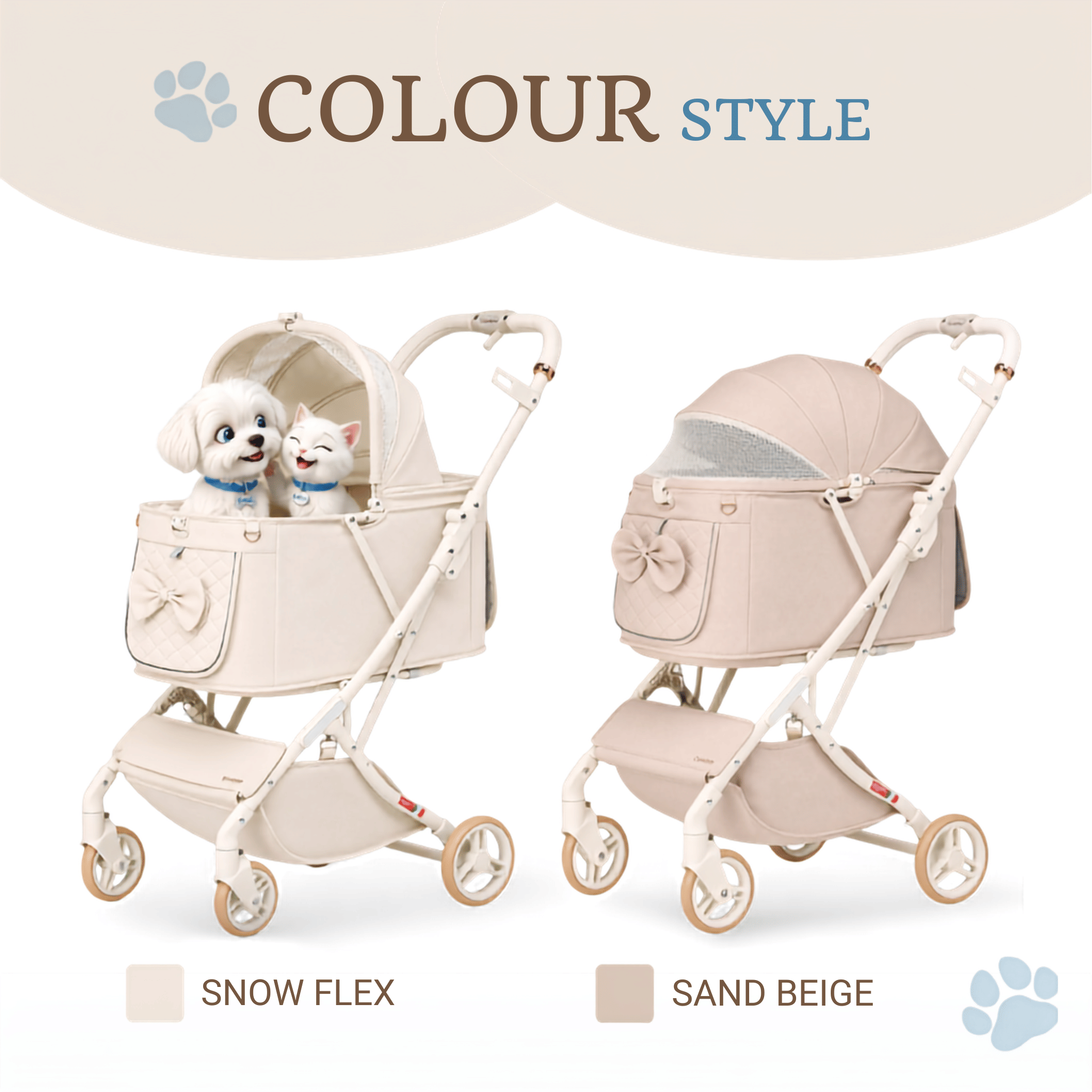 รถเข็นสัตว์เลี้ยง พับอัตโนมัติ CANEGATTO รุ่น CARA - SAND BEIGE_10