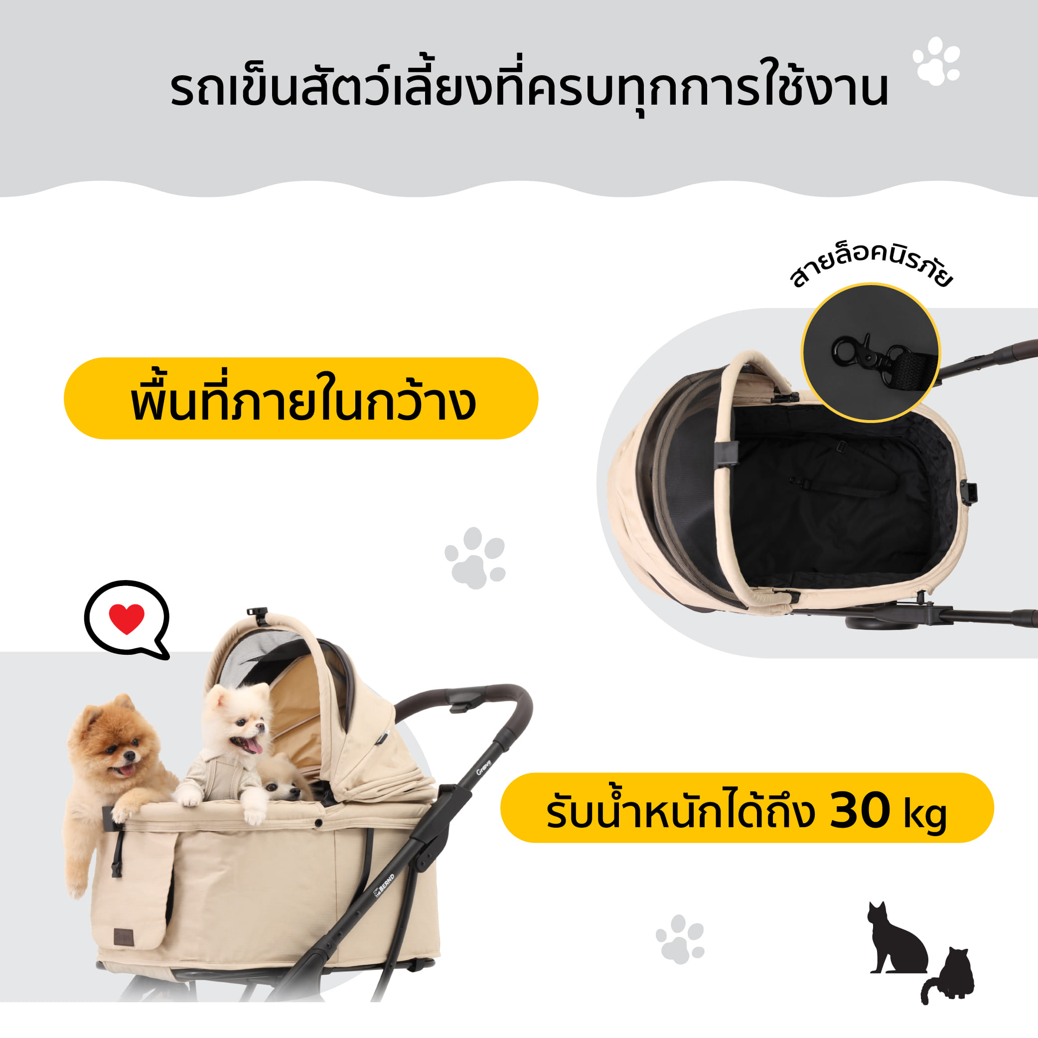 รถเข็นสัตว์เลี้ยง พับอัตโนมัติ BERND GROOVE PET - ONYX BLACK_2