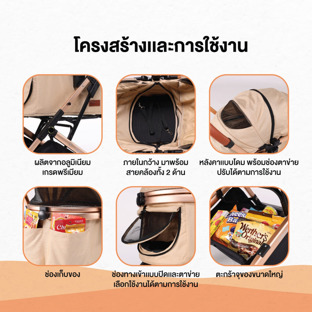 รถเข็นและคาร์ซีทสำหรับสัตว์เลี้ยง BERND รุุ่น AVA PET (ISOFIX) - PLATINUM GRAY_4
