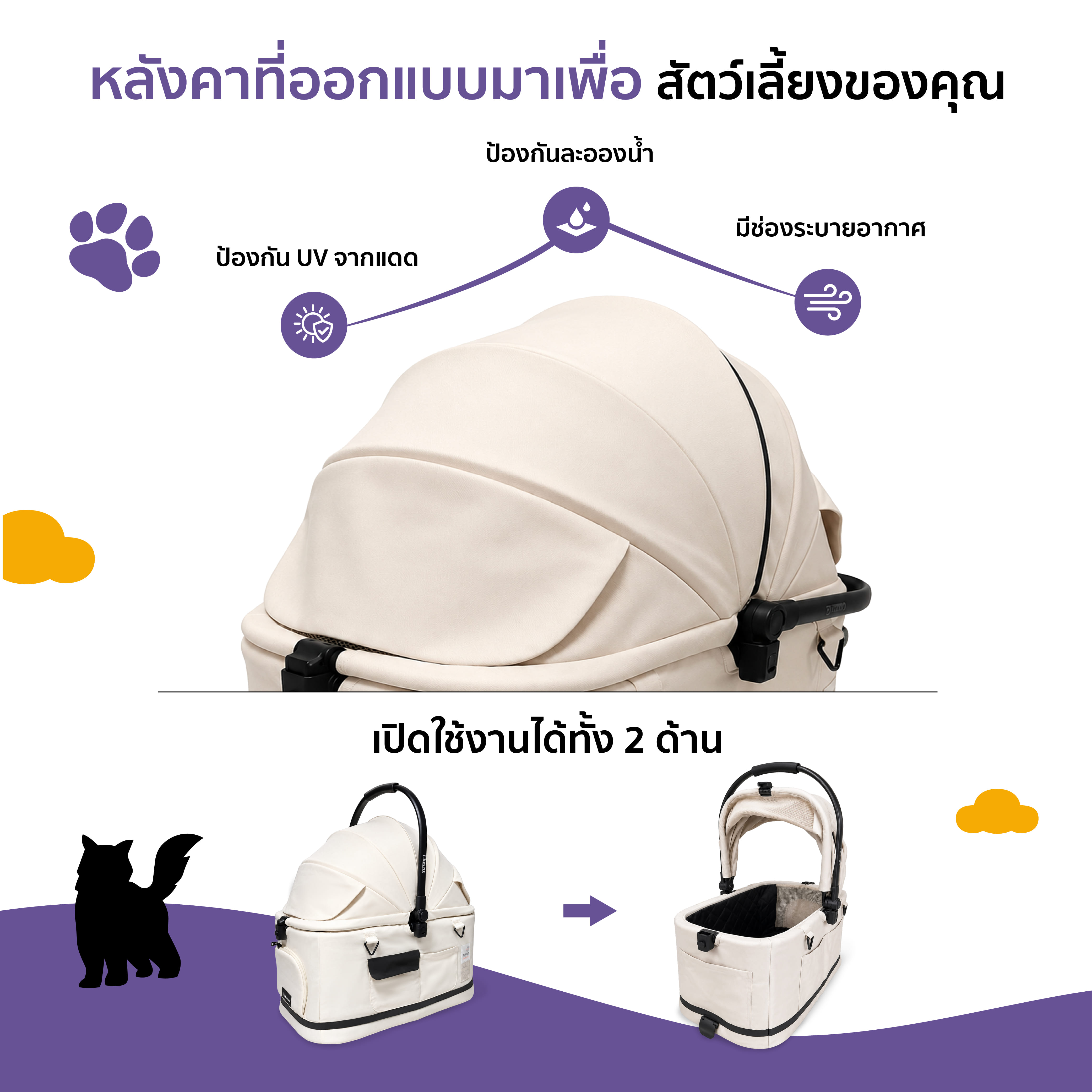 รถเข็นสัตว์เลี้ยง BERND รุ่น GLAM PET (DUO MODE) - BREEZY BEIGE_5
