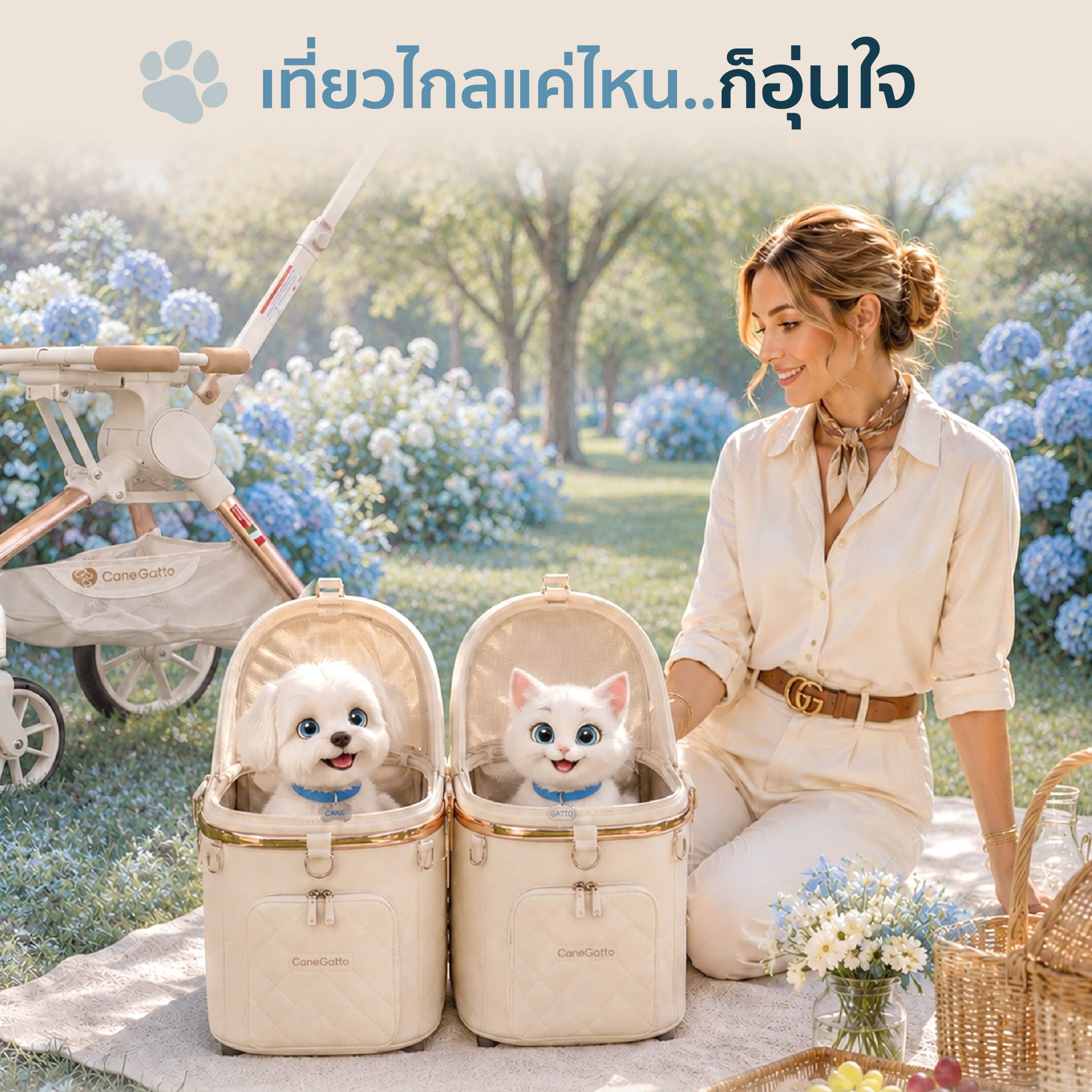 รถเข็นสัตว์เลี้ยง CANEGATTO รุ่น DARIA TWIN (รถแฝดถอดตะกร้าได้)_11