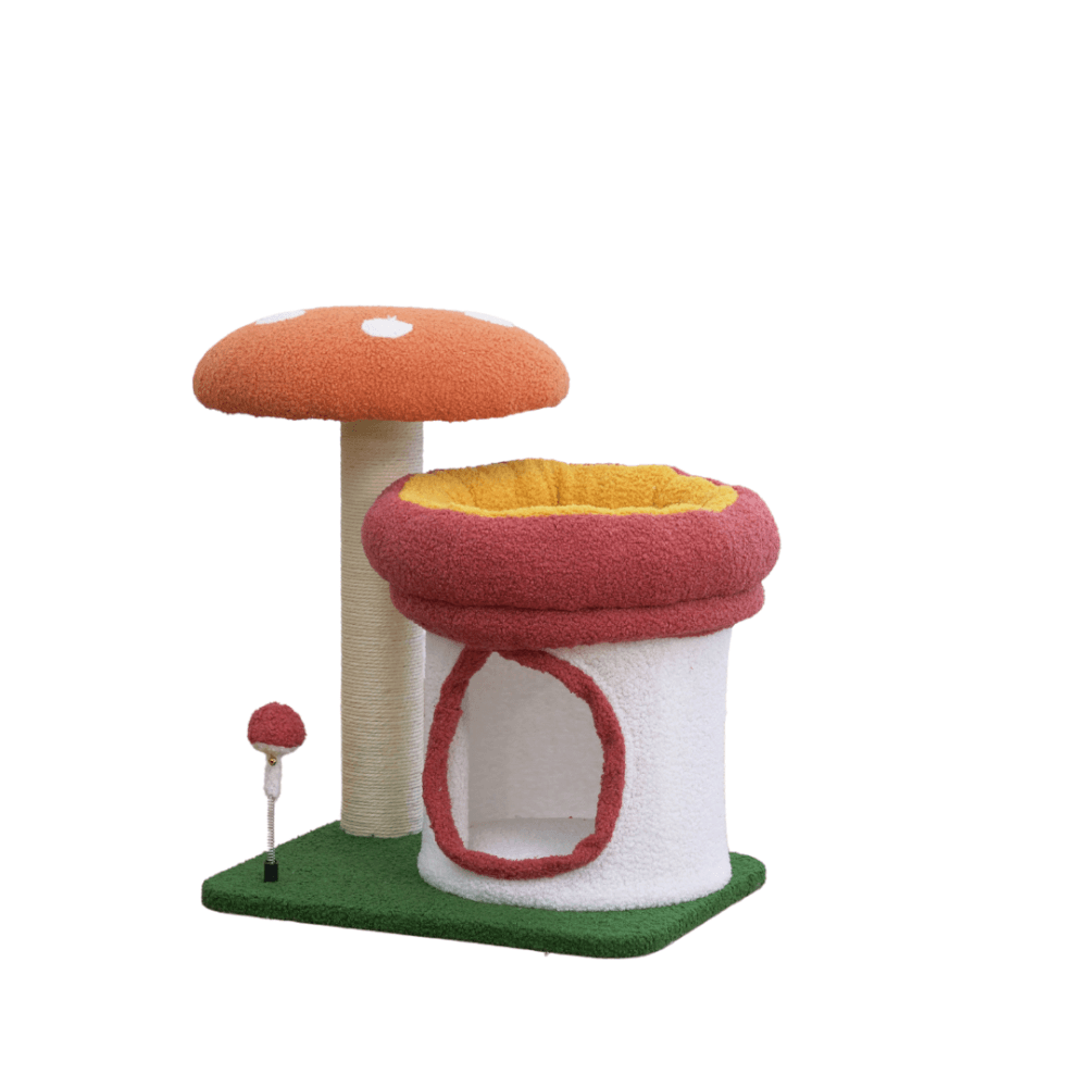 คอนโดแมว Catry รุ่น Mushroom Haven พร้อมเสาลับเล็บรูปทรงเห็ดขนาดเล็ก