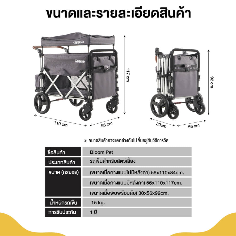 รถเข็นสัตว์เลี้ยง BERND BLOOM PET สีน้ำเงิน (LIMITED)