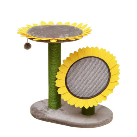 คอนโดแมว Catry รุ่น Sunflower พร้อมเสาลับเล็บ 2 เสาและที่นอนกำมะหยี่_0