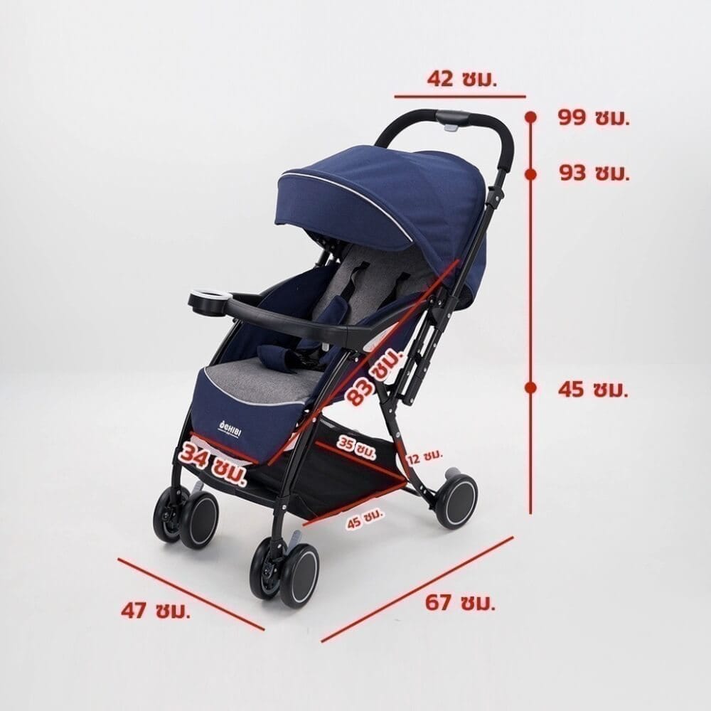 รถเข็นเด็กแบบเข็นได้สองทิศทาง BEBEPLAY รุ่น OCHIBI 180 HYBRID (สีเทา)